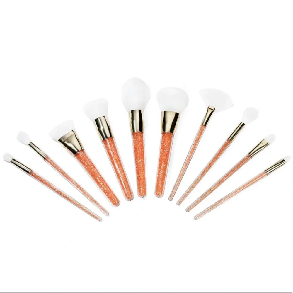 wet n wild makeup brush set of 10 brushes coral orange sparkle y2K beauty gift